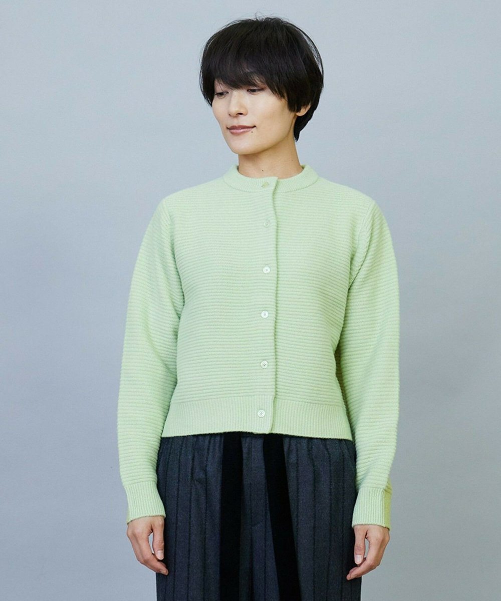 MOGA ANNUAL×MOGA　ウールカシミヤバイカラーカーディガン ライム