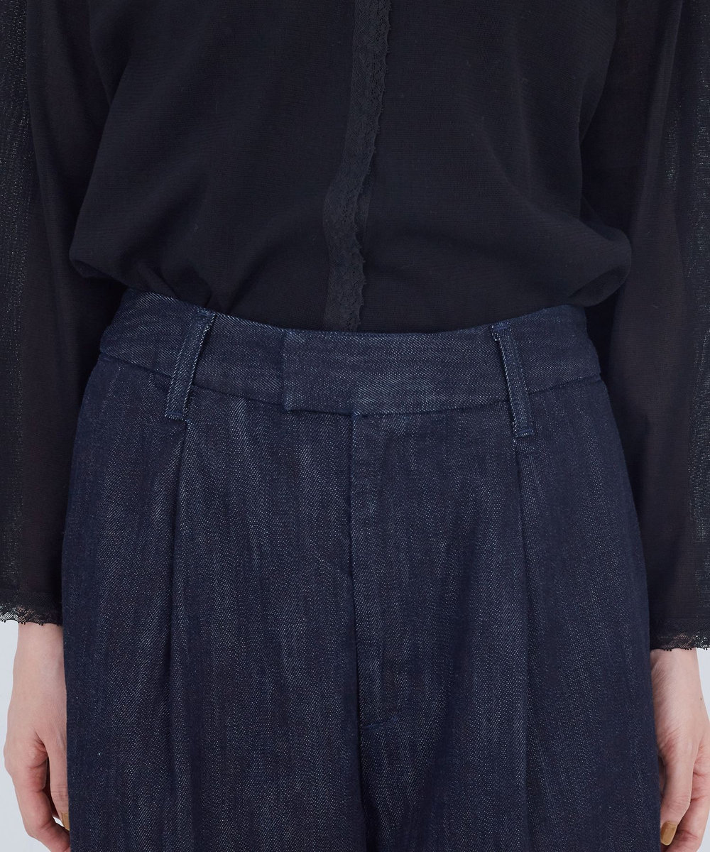 ADIEU TRISTESSE ワンタックデニムパンツ インディゴブルー