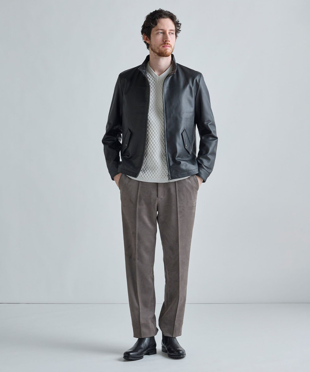 MEN'S BIGI アランパネル ニットコンビVネックロングTEE グレー