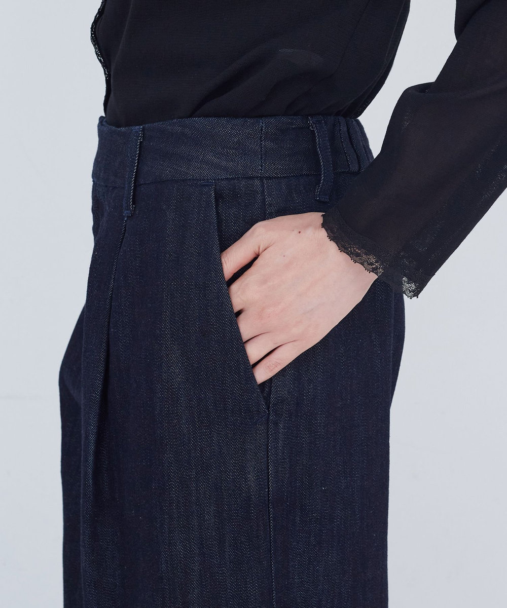 ADIEU TRISTESSE ワンタックデニムパンツ インディゴブルー