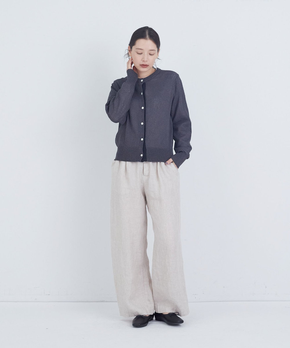 ADIEU TRISTESSE TSUMUGI和紙配色カーディガン チャコールグレー