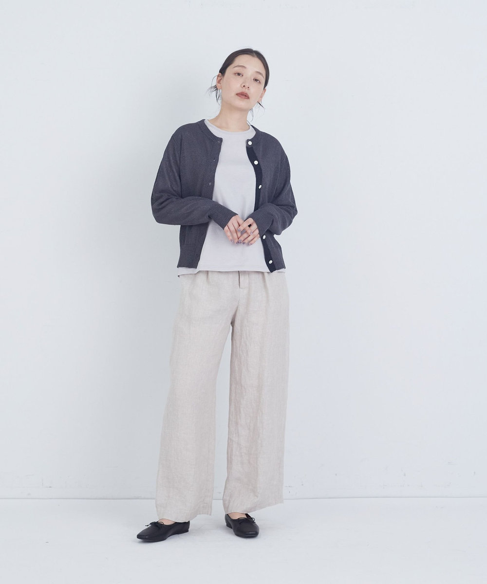 ADIEU TRISTESSE TSUMUGI和紙配色カーディガン チャコールグレー