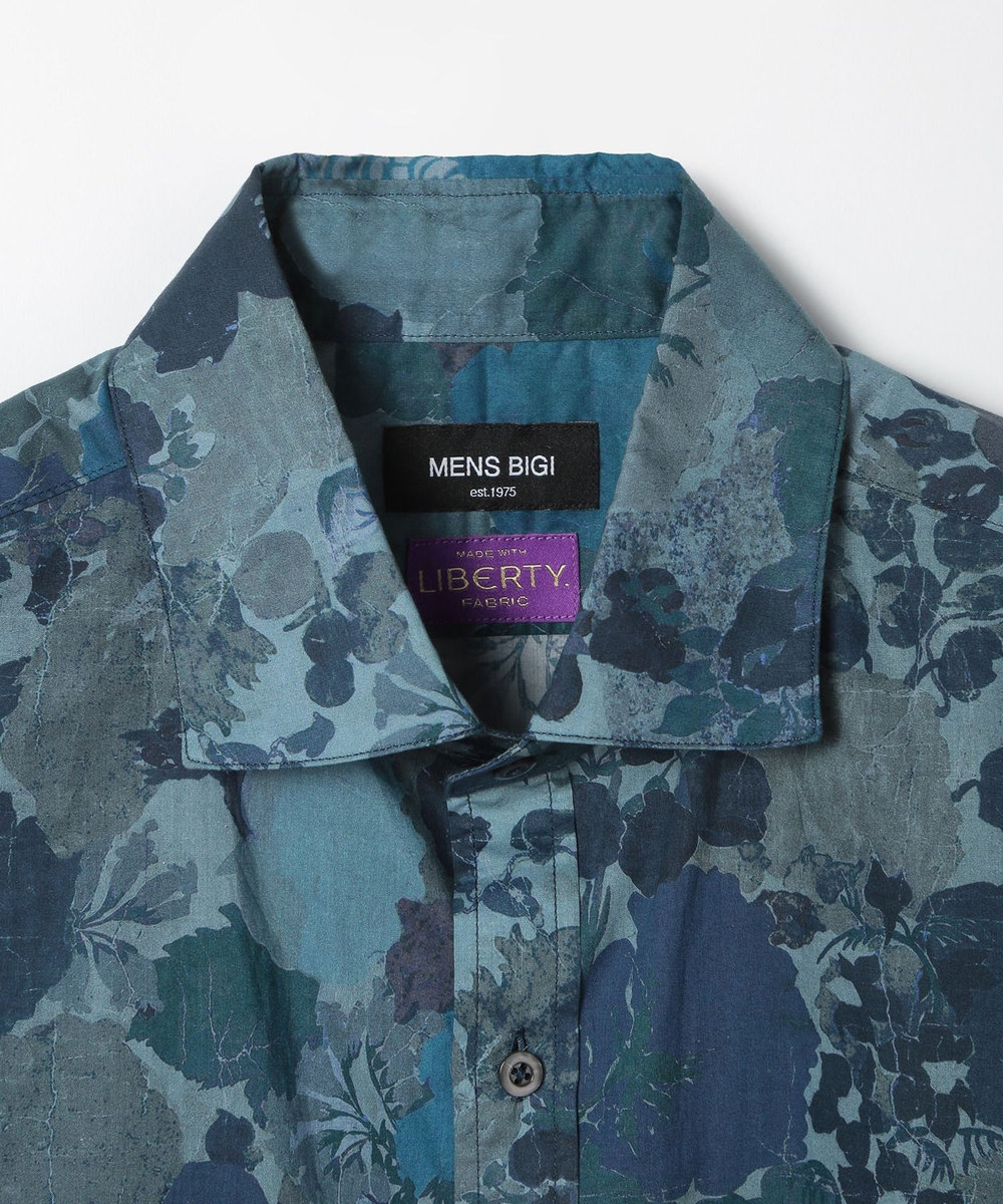 MEN'S BIGI エスニックLibertyプリントシャツ ネイビー