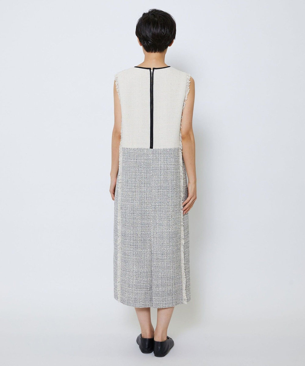 MOGA Collection MOGA Collection スパンコールツイードノースリーブワンピース ホワイト×ブラック