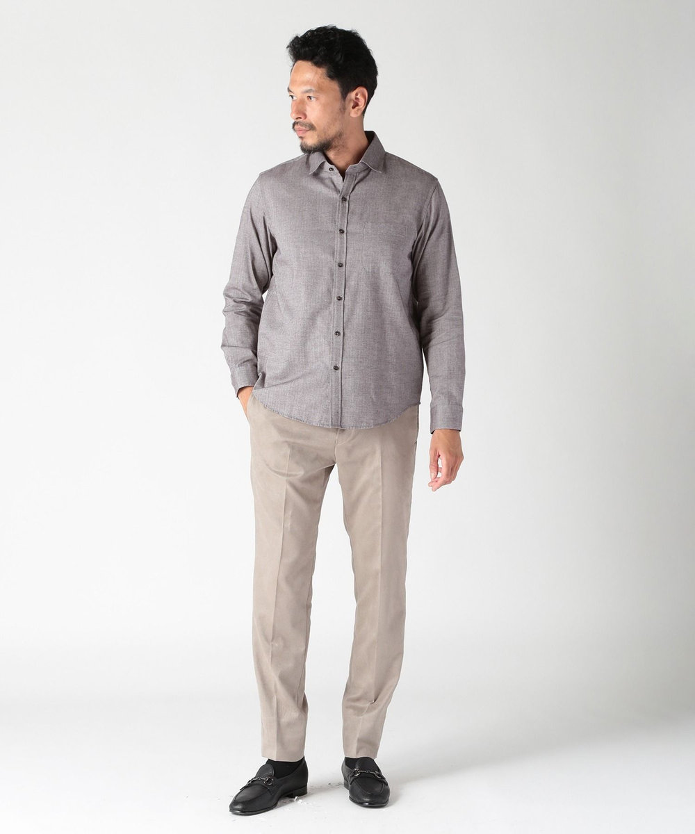 MEN'S BIGI コットンカシミアヘリンボーンシャツ ボルドー