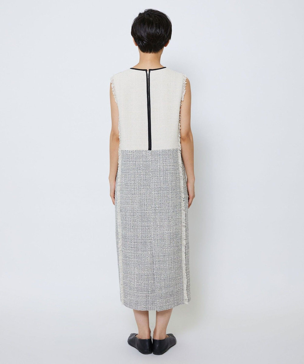 MOGA Collection MOGA Collection スパンコールツイードノースリーブワンピース ホワイト×ブラック