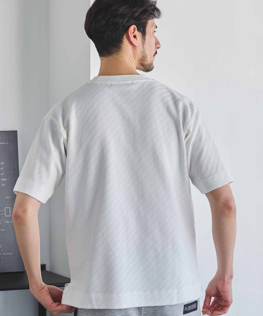 UNION STATION シェブロン柄リンクスジャガードTシャツ ホワイト