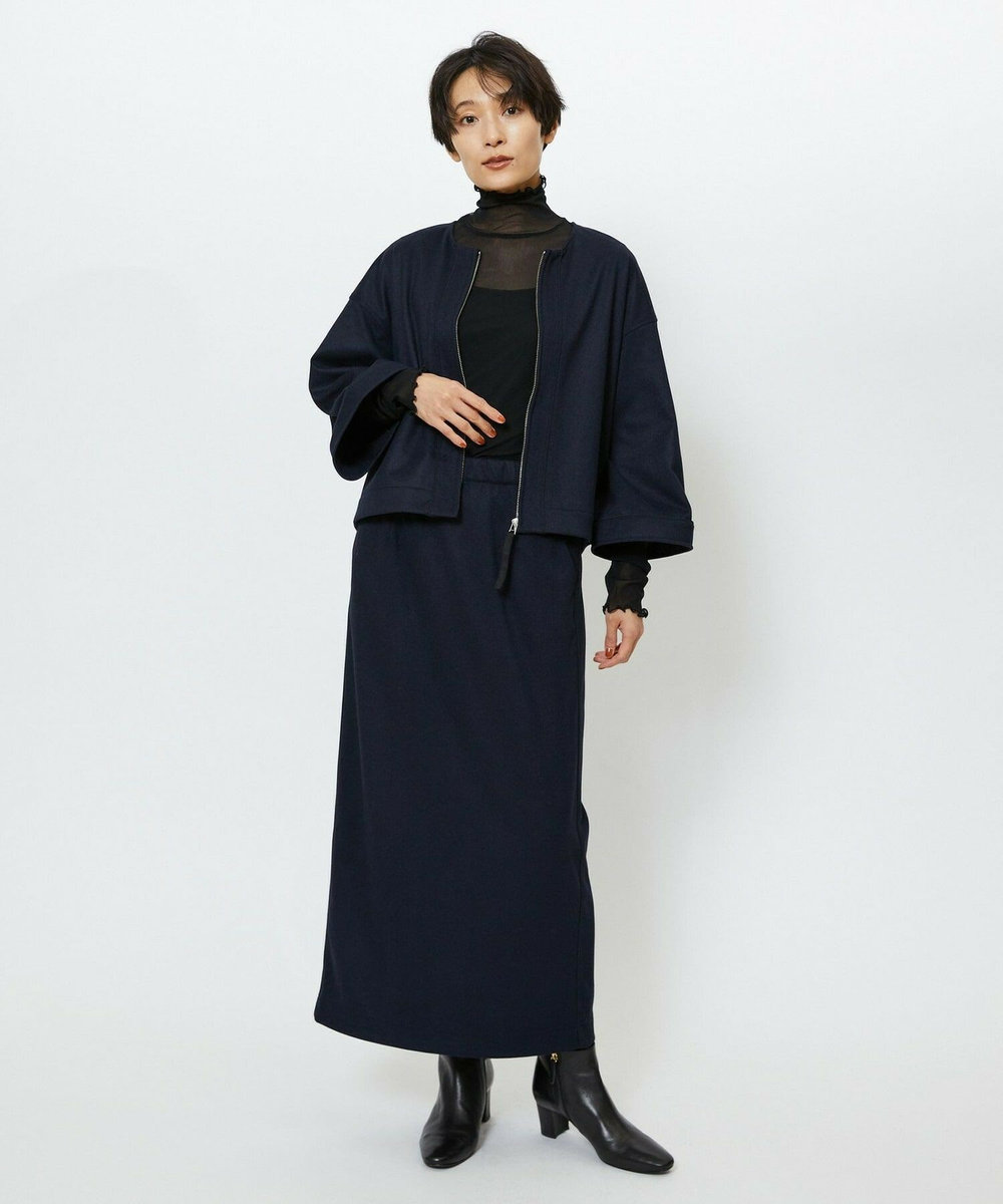 feerique feerique ウールライクニットツイルコクーンシルエットプルオーバー ネイビー