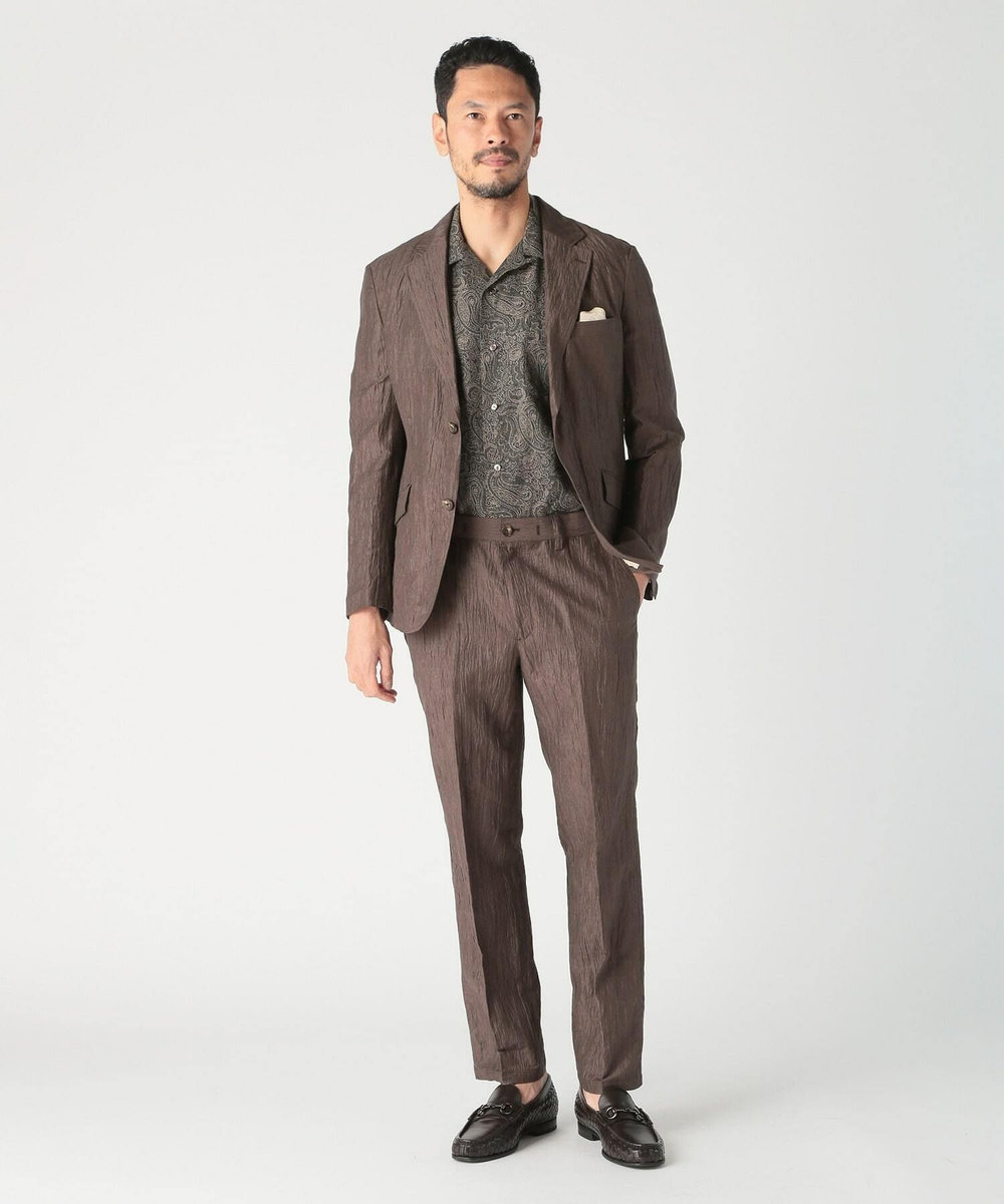 MEN'S BIGI コットンリネン楊柳サッカージャケット ブラウン