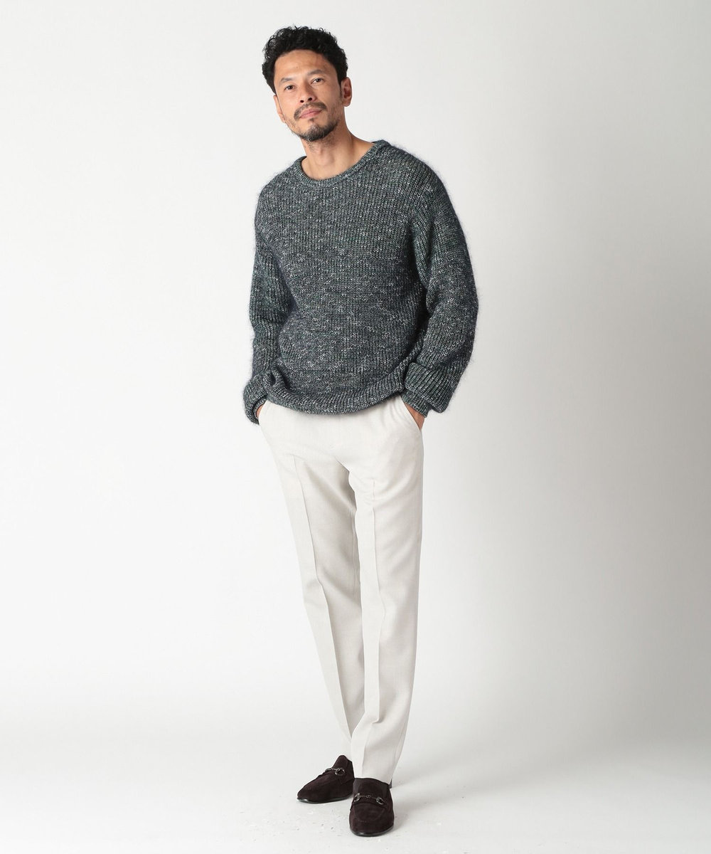 MEN'S BIGI キッドモヘアクルーネックニット グリーン