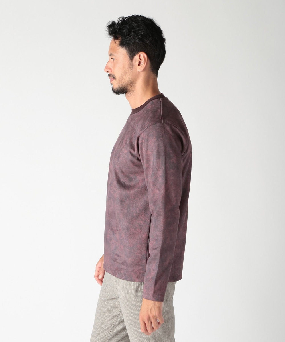 MEN'S BIGI ムラ柄プリントポンチカットソー ボルドー