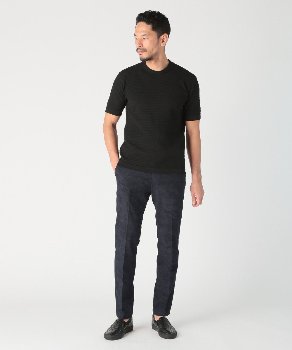 MEN'S BIGI ブリスターニットジャカードカットソー ブラック