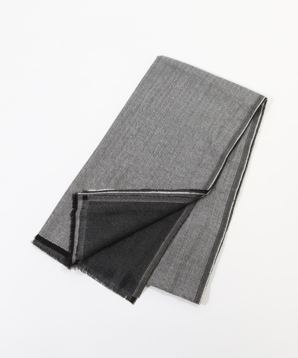 MEN'S BIGI カシミヤ混リバーシブルマフラー グレー