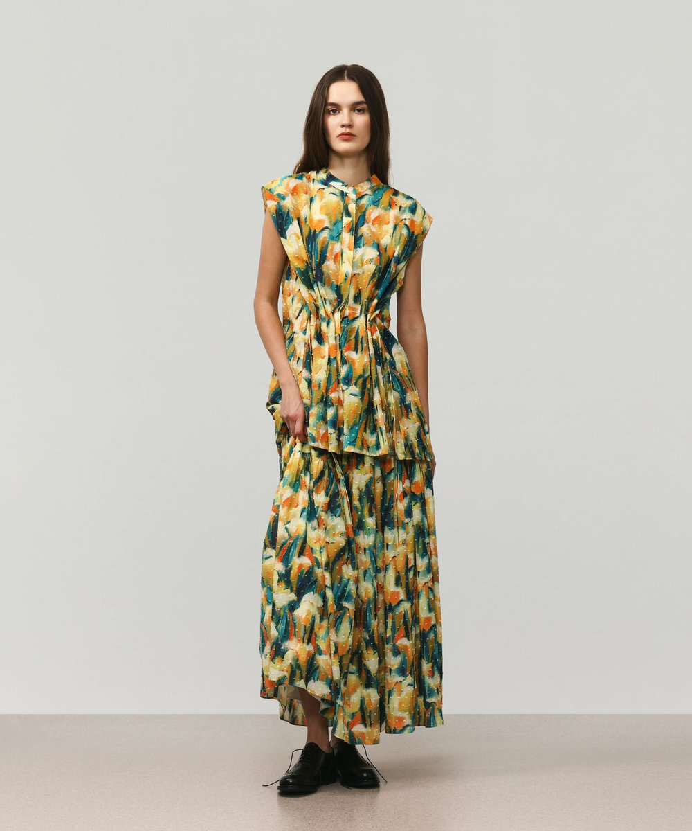 DÉPAREILLÉ 	DOT JACQUARD FLOWER SKIRT / ドットジャガードフラワースカート イエロー