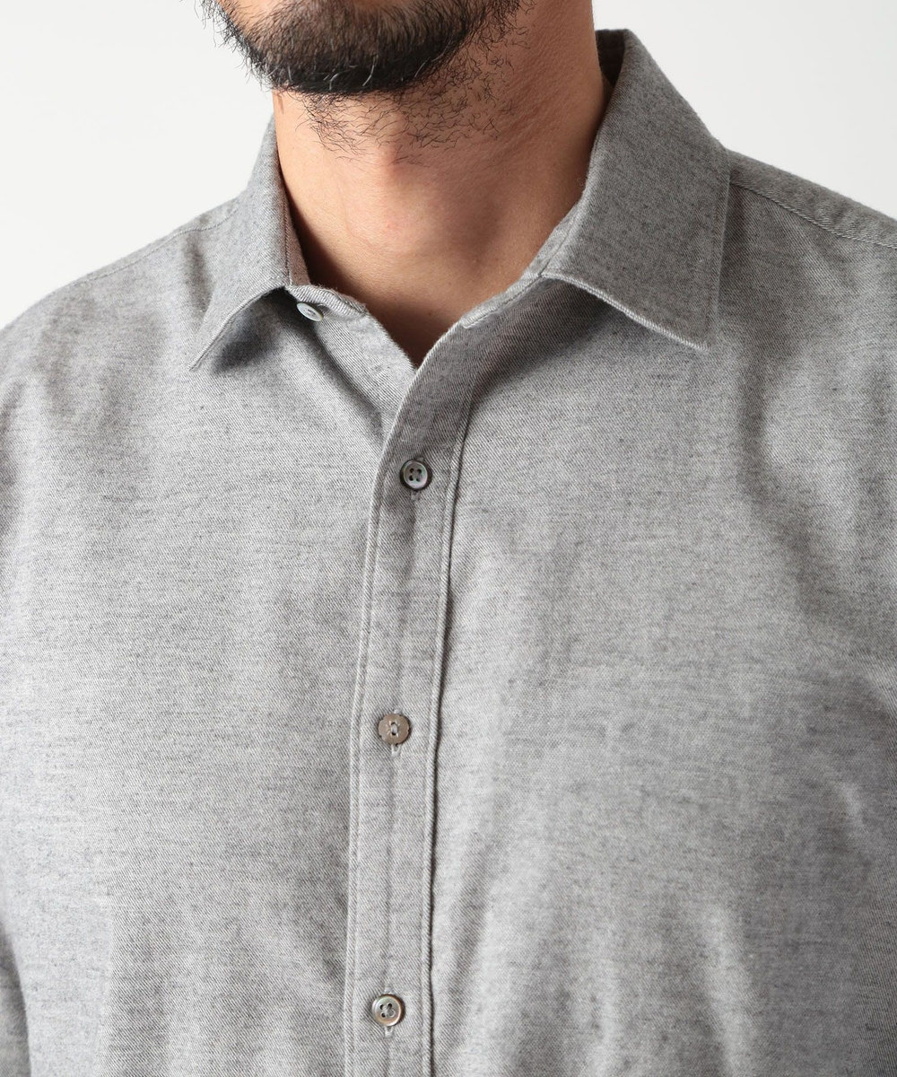 MEN'S BIGI フランネルフレンチフロントカジュアルシャツ グレー