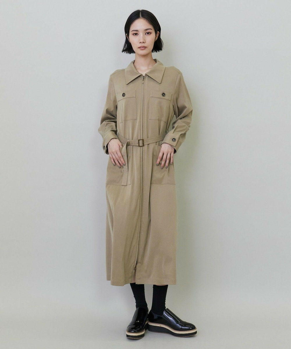 L'EQUIPE キュプラナイロンピーチシャツワンピース ベージュ