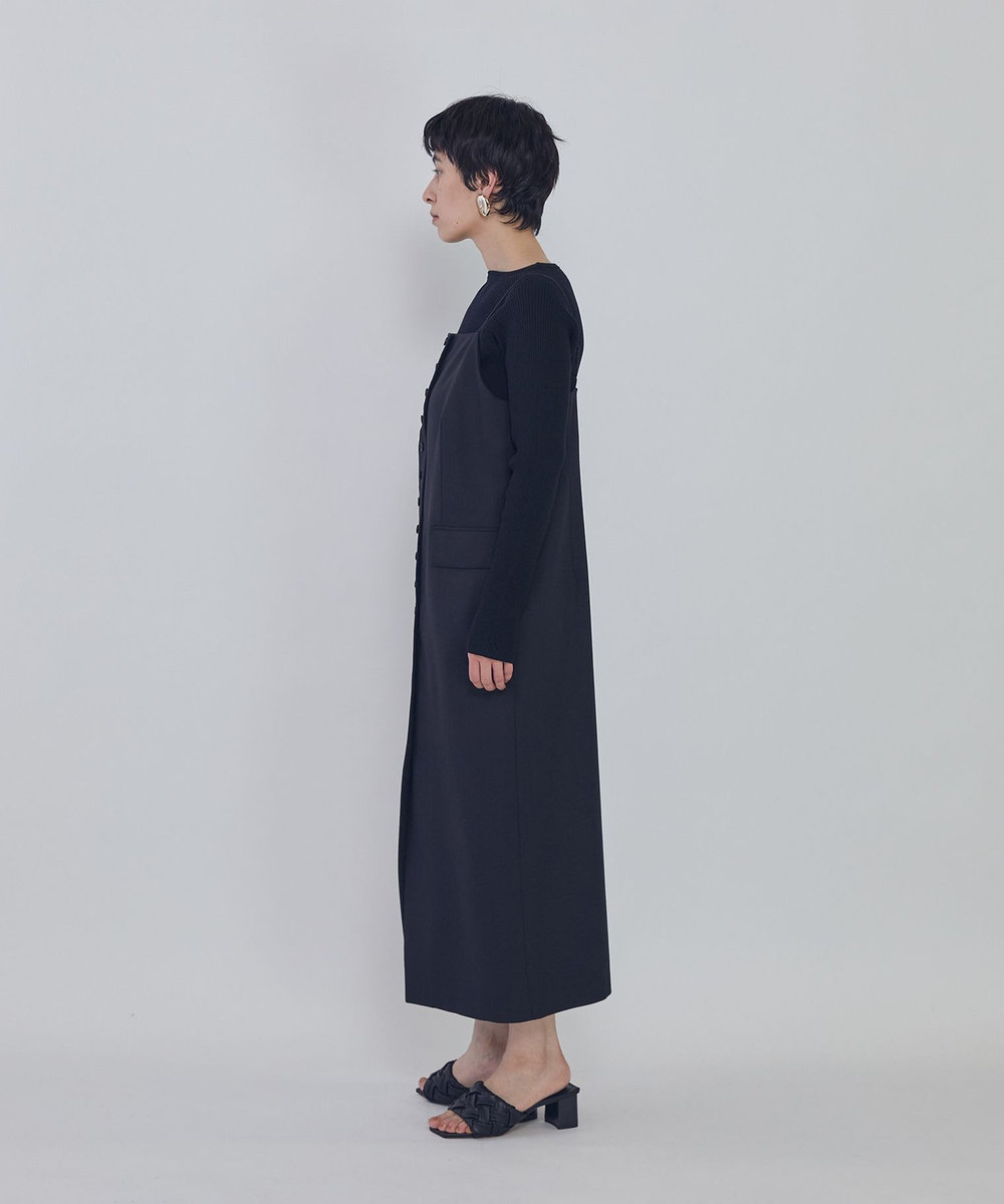 1er Arrondissement フロントボタンワンピース ブラック