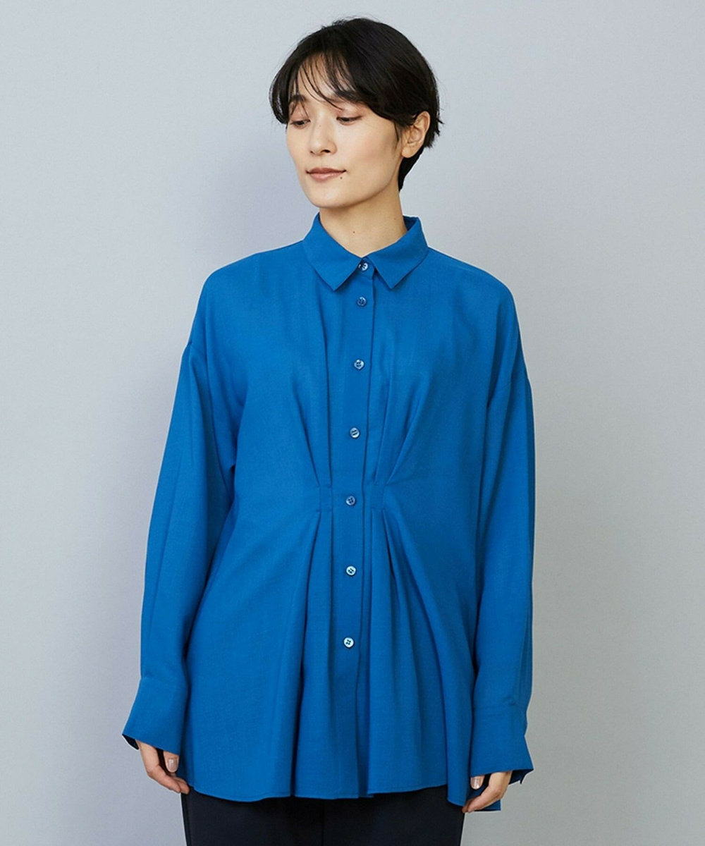 MOGA シアービエラタックラインブラウス ブルー