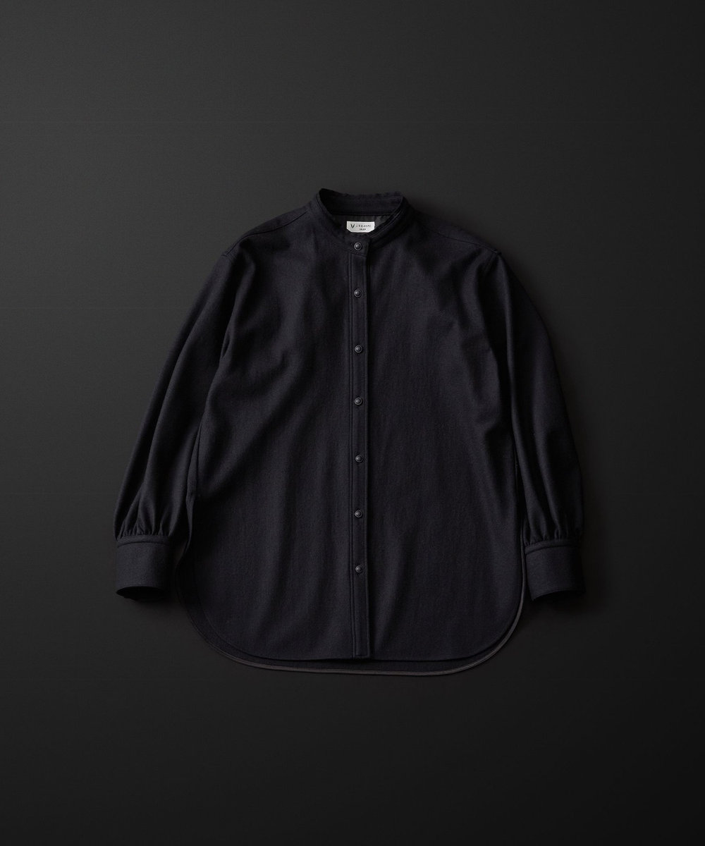 L'EQUIPE GREEN ミルドウールロングシャツ ブラック