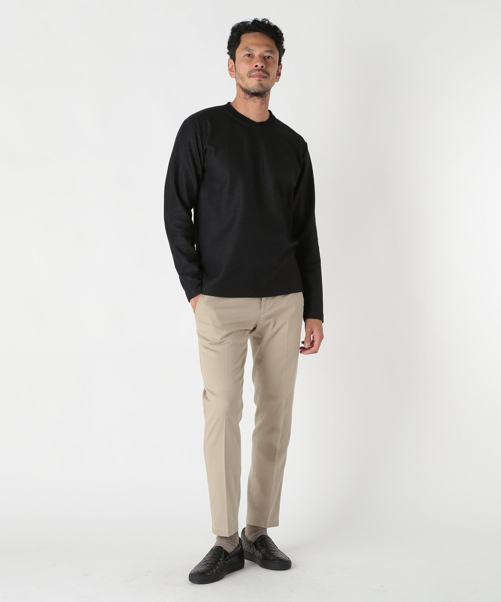 MEN'S BIGI フクレジャガード　クルーネックリブカットソー ブラック