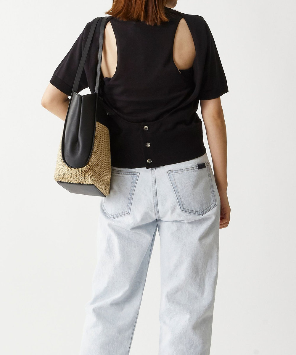 1er Arrondissement ＜LOWER（ローヴァー）＞18Gオープンバックレイヤードトップス ブラック