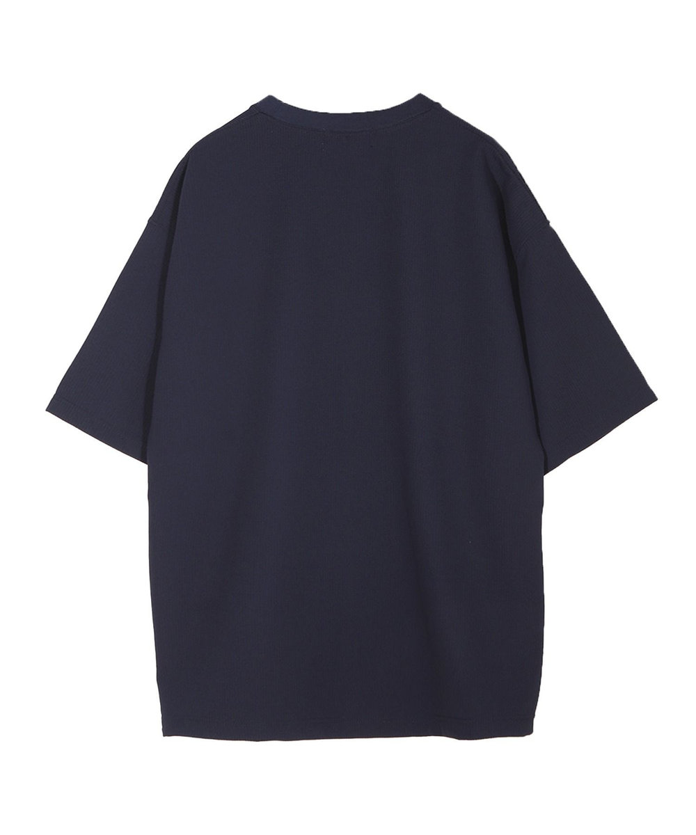 MEN'S BIGI シアサッカー調ルーズフィットTEE ネイビー