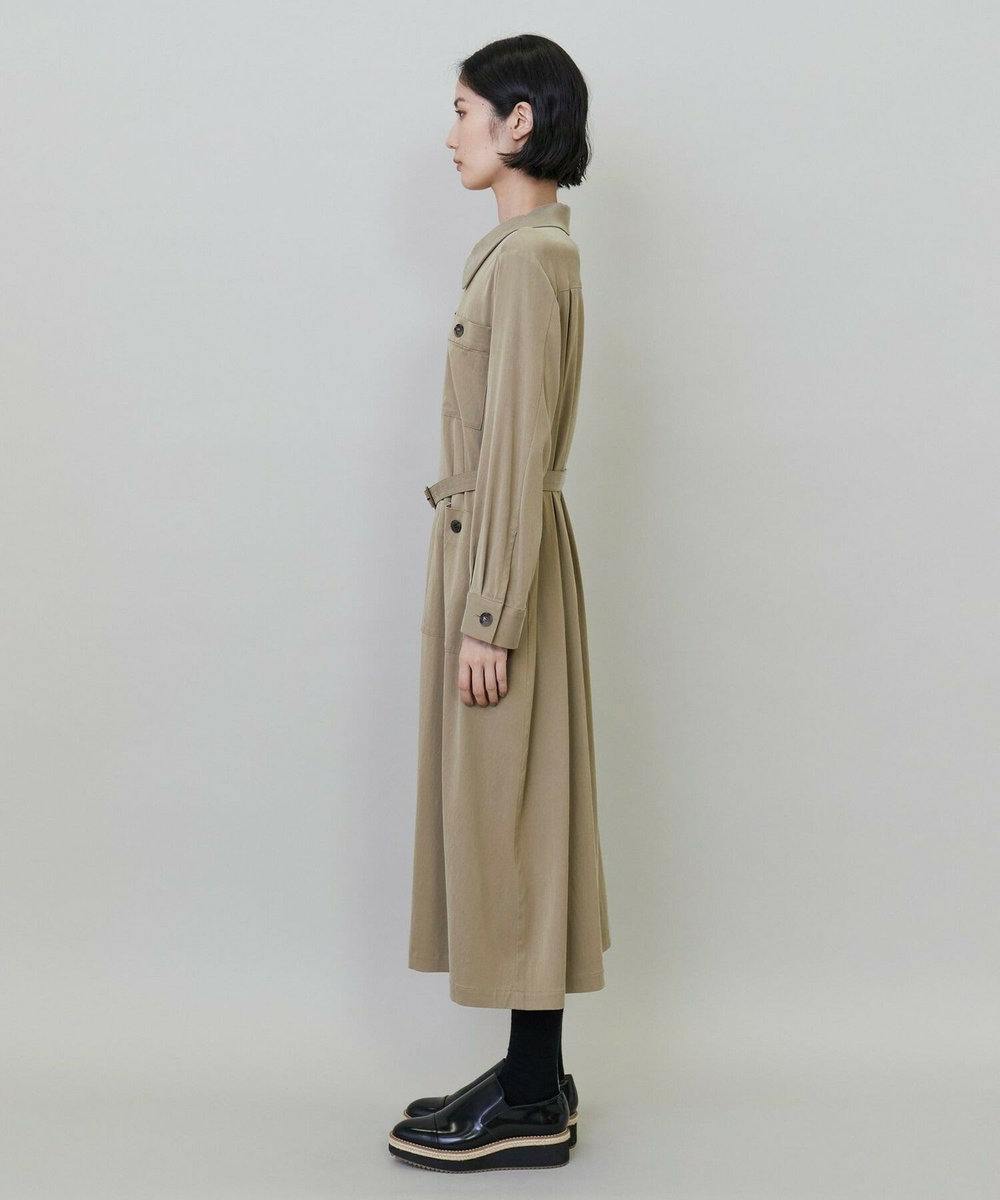 L'EQUIPE キュプラナイロンピーチシャツワンピース ベージュ
