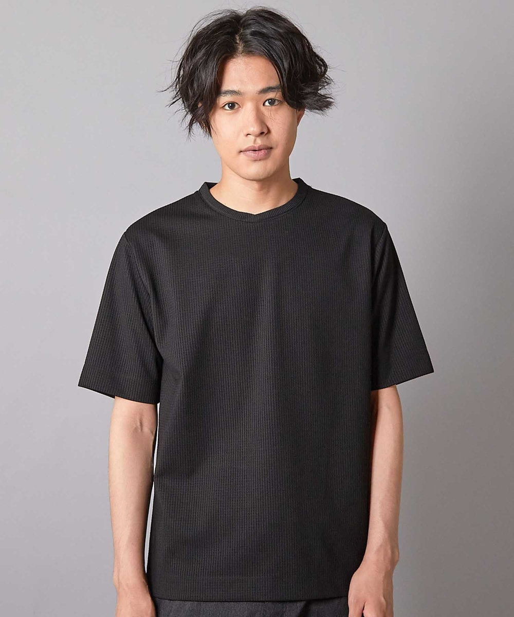 UNION STATION ジャガードストライプTシャツ ブラック