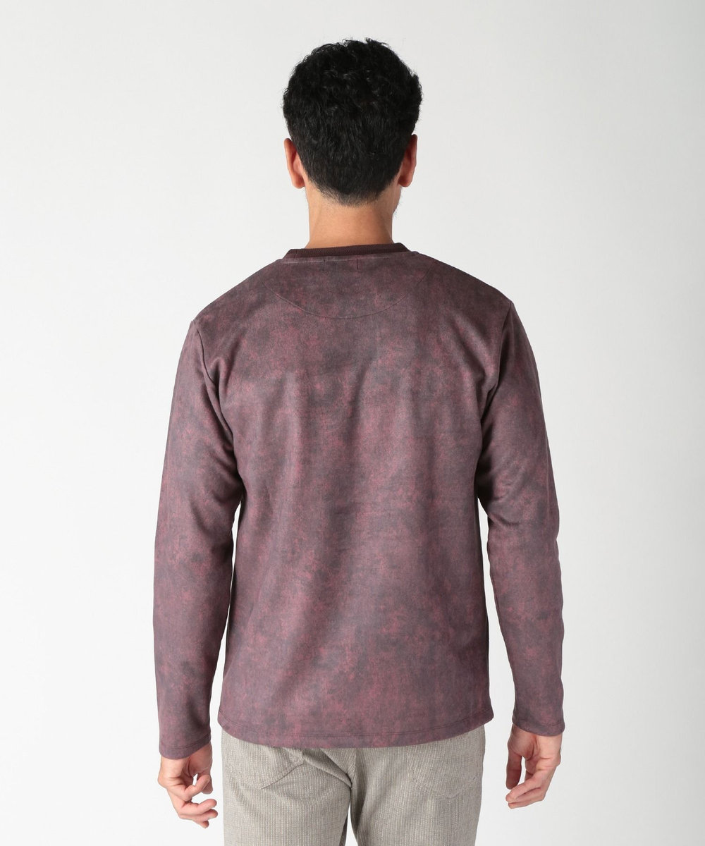 MEN'S BIGI ムラ柄プリントポンチカットソー ボルドー