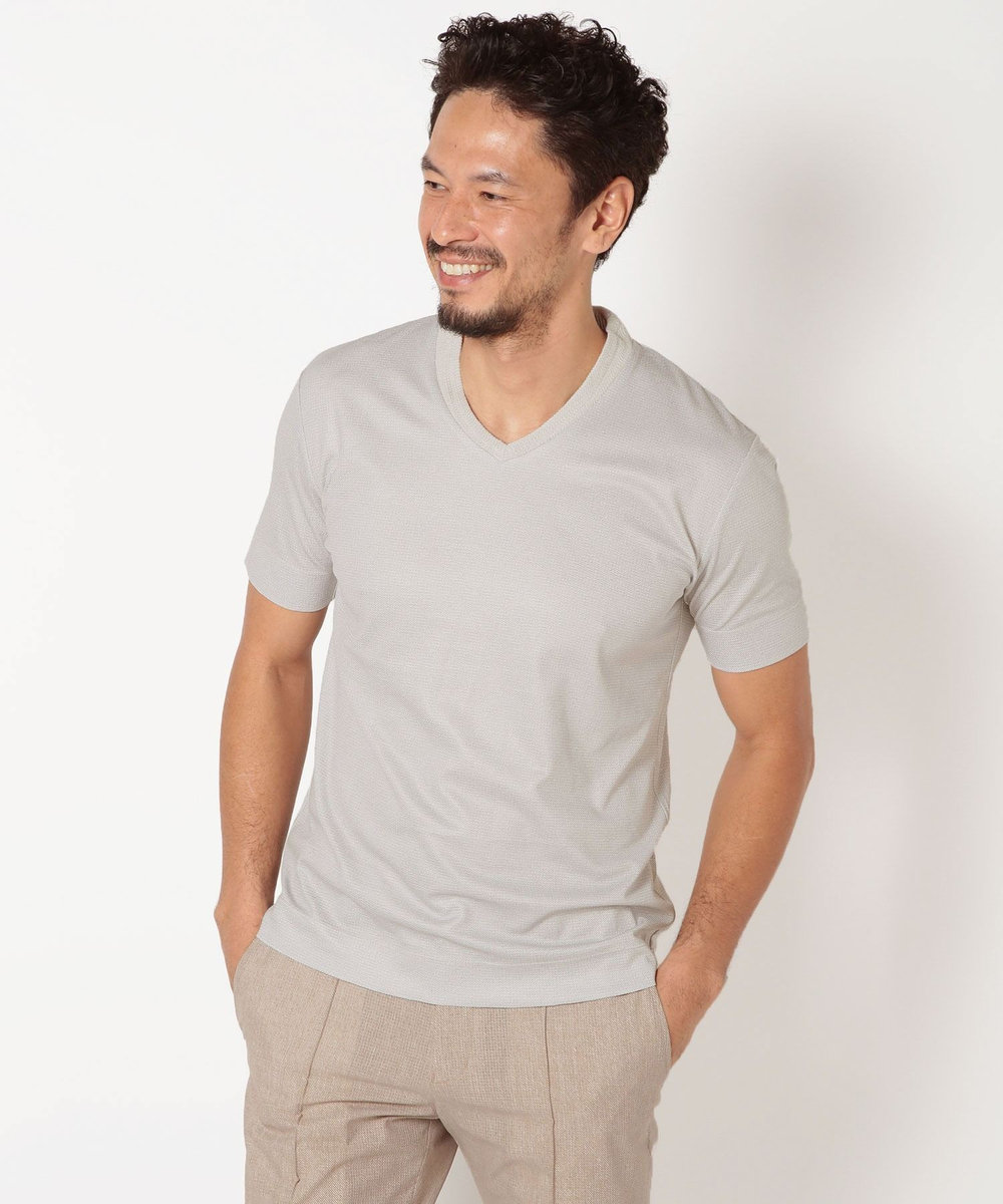 MEN'S BIGI 【ACTIVE TAILOR】COOLMAXツイルプリントジャージカットソー グレー系その他