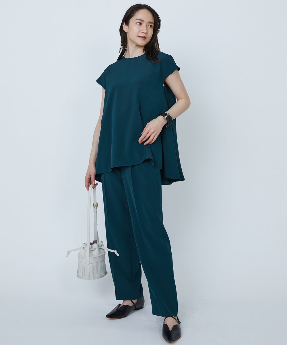 1er Arrondissement バックサテンジョーゼットパンツ グリーン