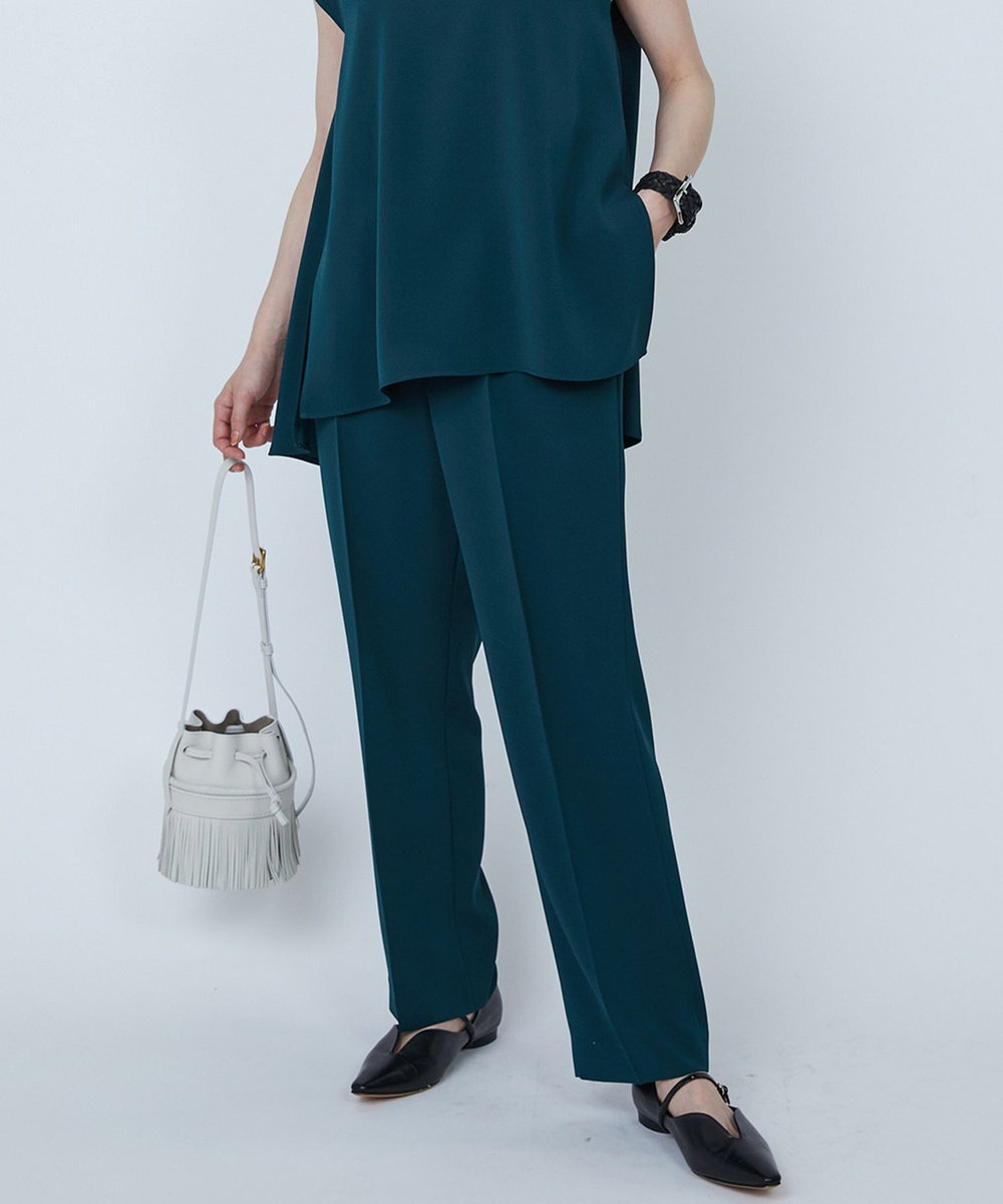 1er Arrondissement バックサテンジョーゼットパンツ グリーン