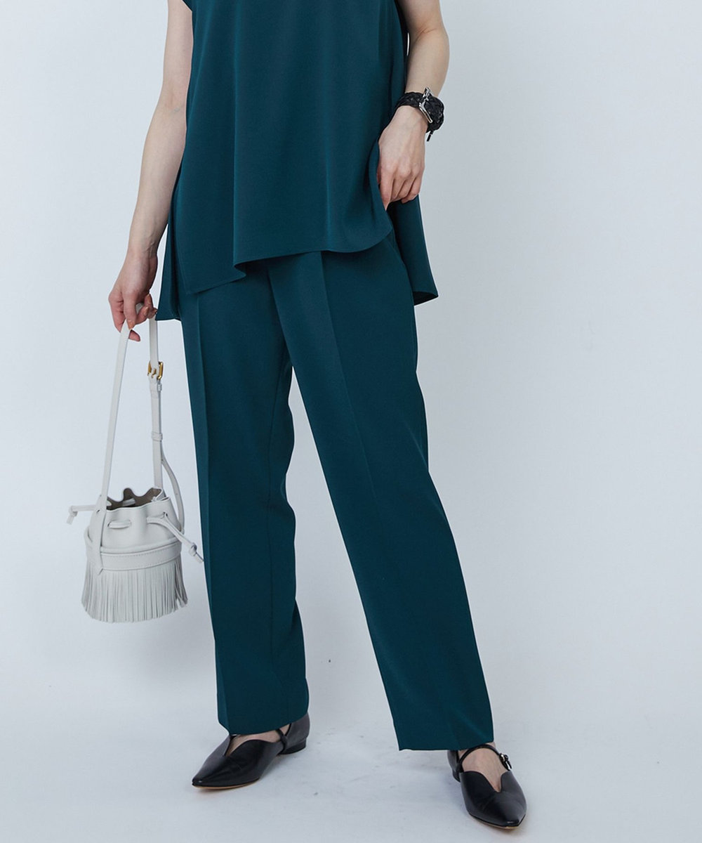 1er Arrondissement バックサテンジョーゼットパンツ グリーン
