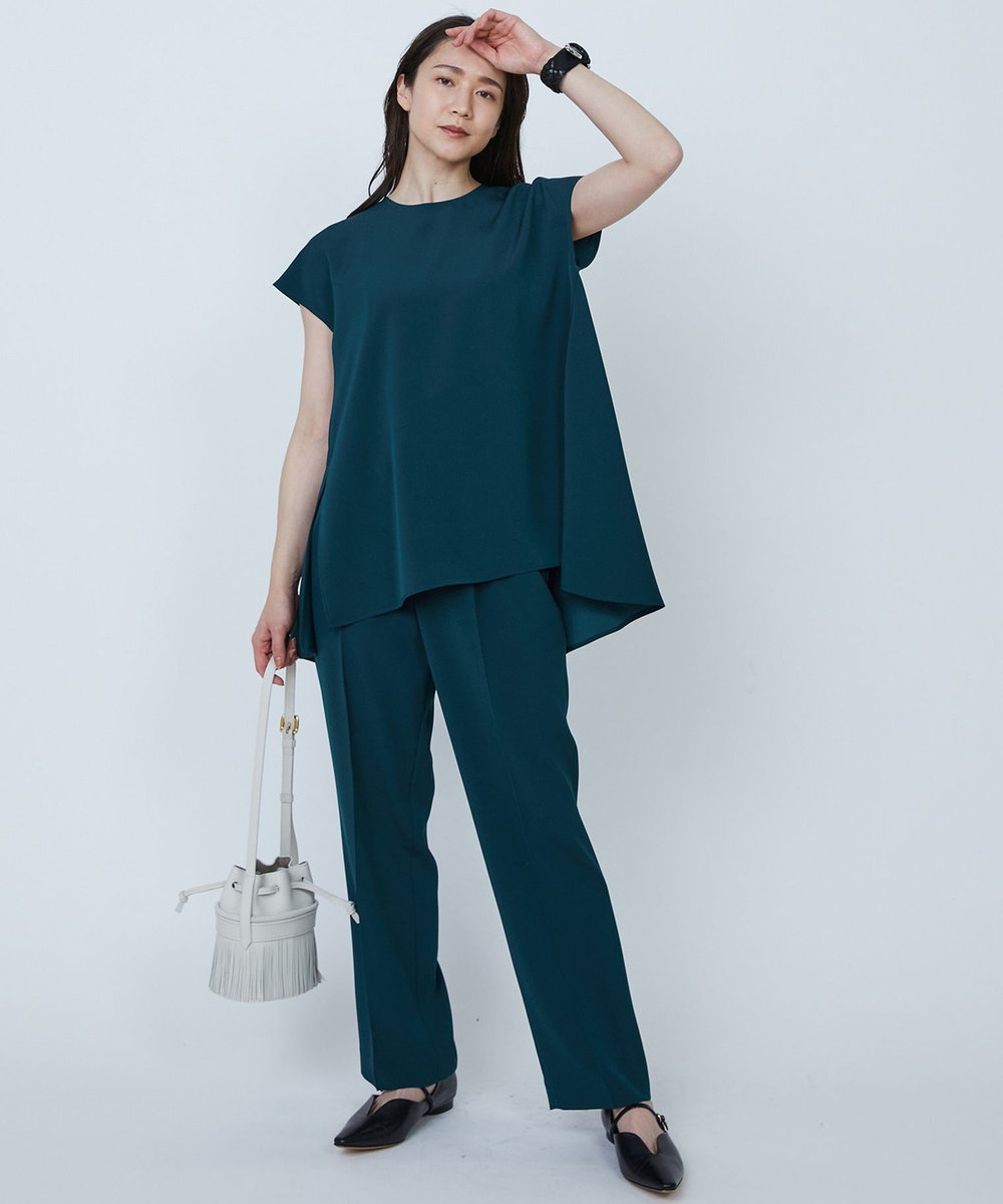1er Arrondissement バックサテンジョーゼットパンツ グリーン