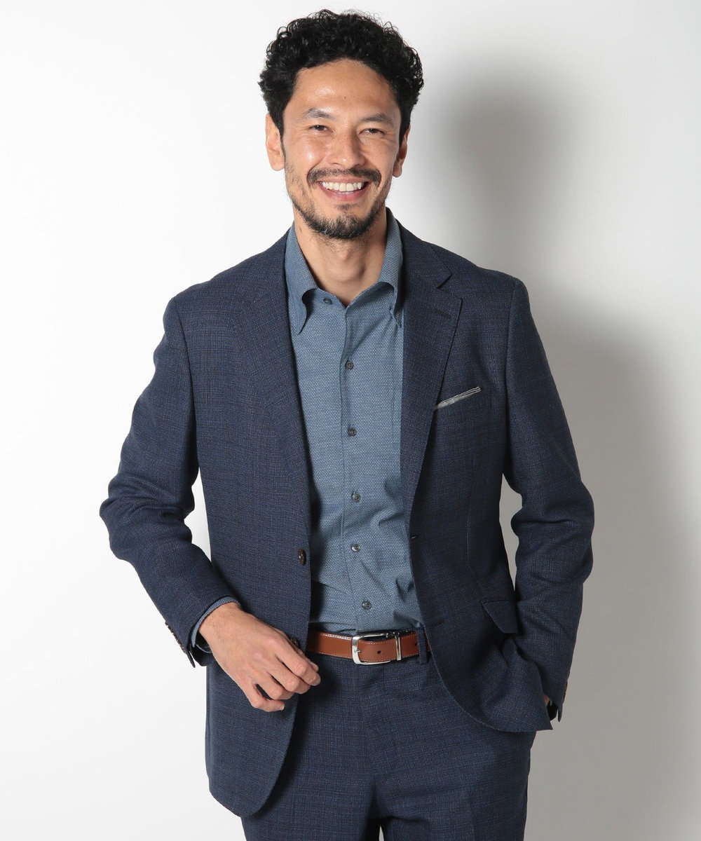 MEN'S BIGI ミックスヤーン/ポップサックテーラードジャケット ネイビー