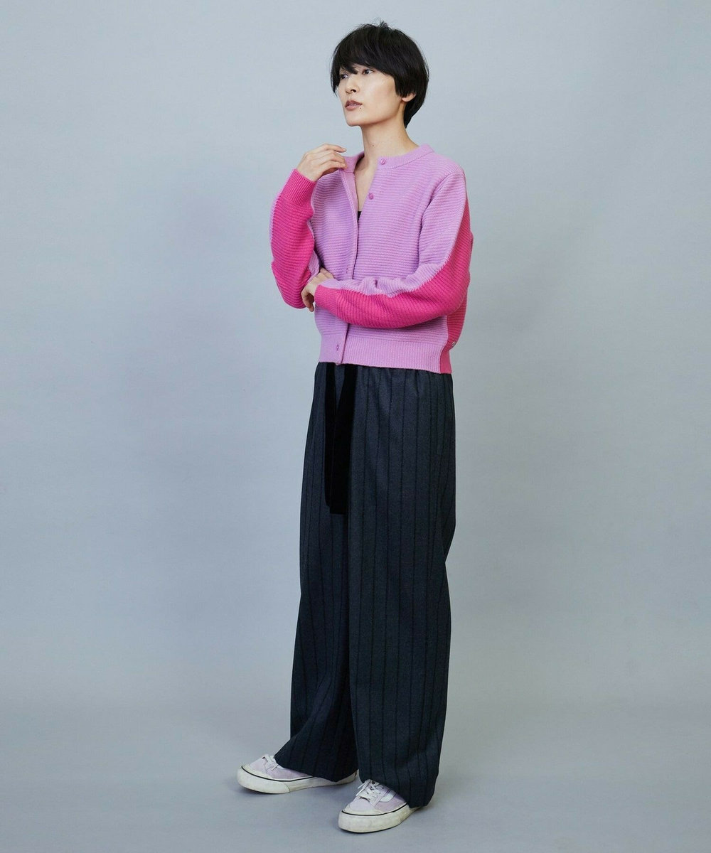 MOGA ANNUAL×MOGA　ウールカシミヤバイカラーカーディガン ピンク
