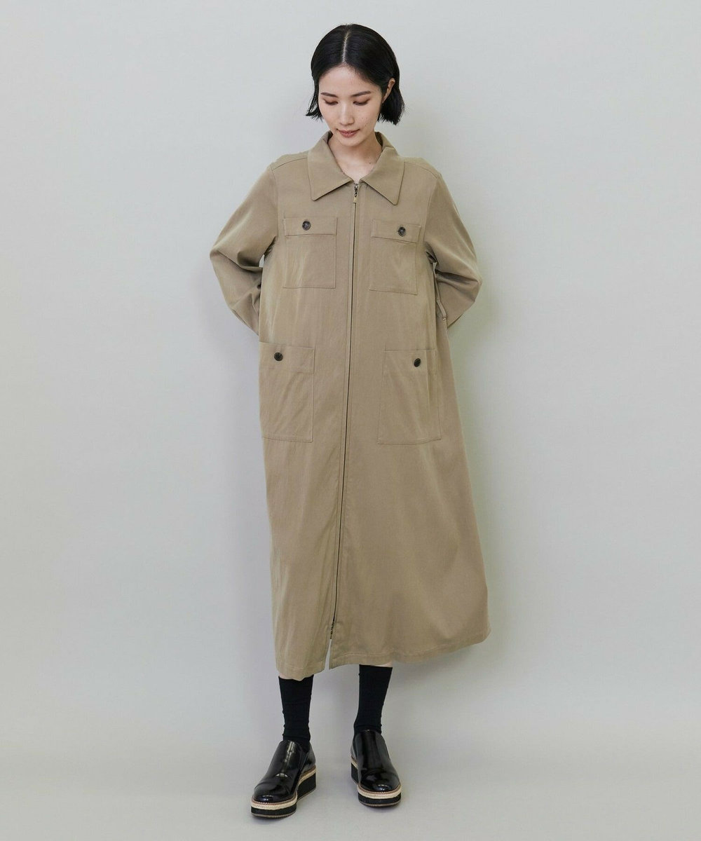 L'EQUIPE キュプラナイロンピーチシャツワンピース ベージュ