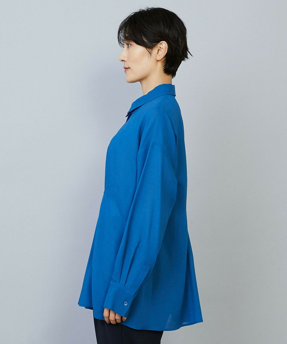 MOGA シアービエラタックラインブラウス ブルー