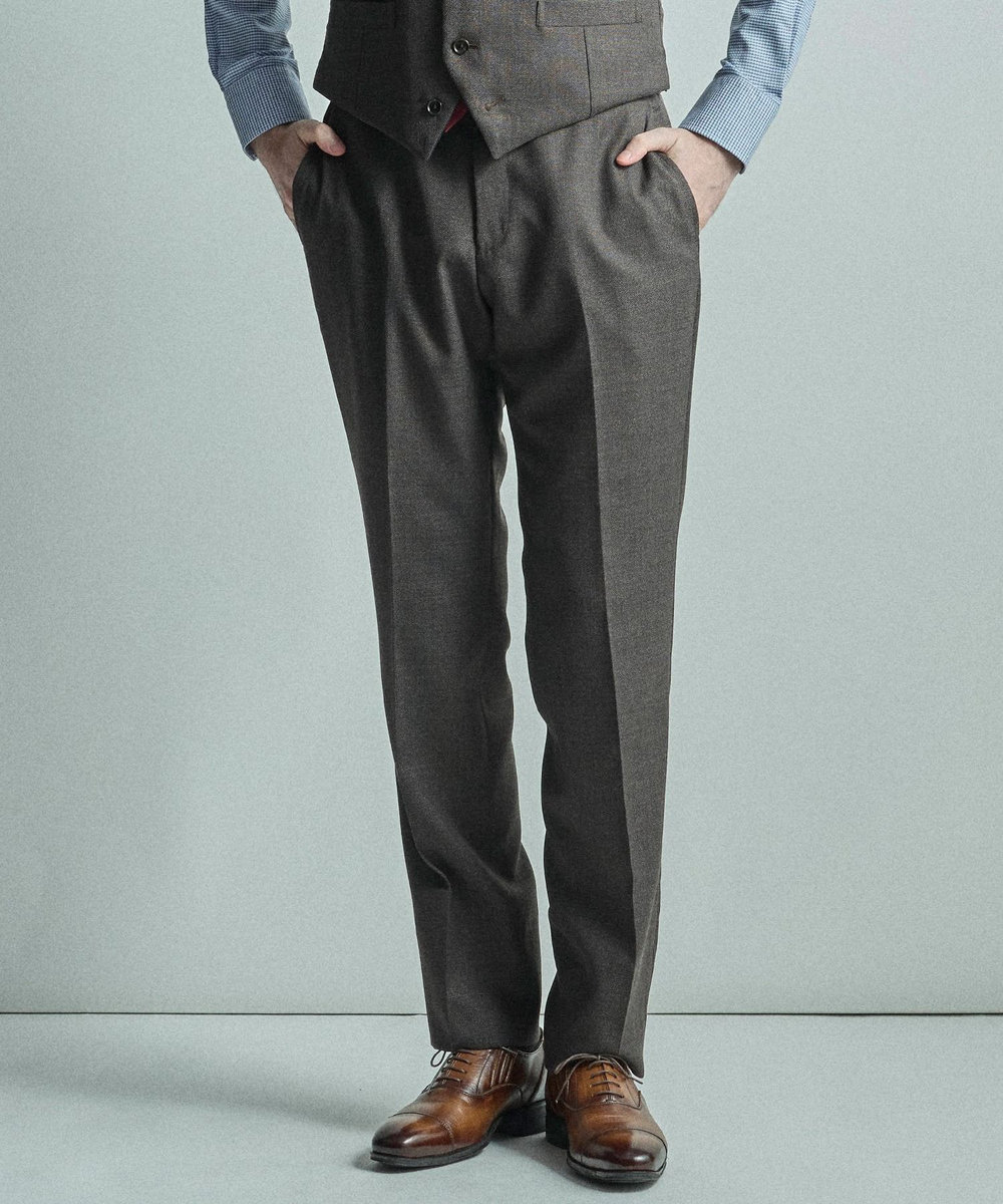 MEN'S BIGI ミックスヤーン/ホップサックスラックス ブラウン