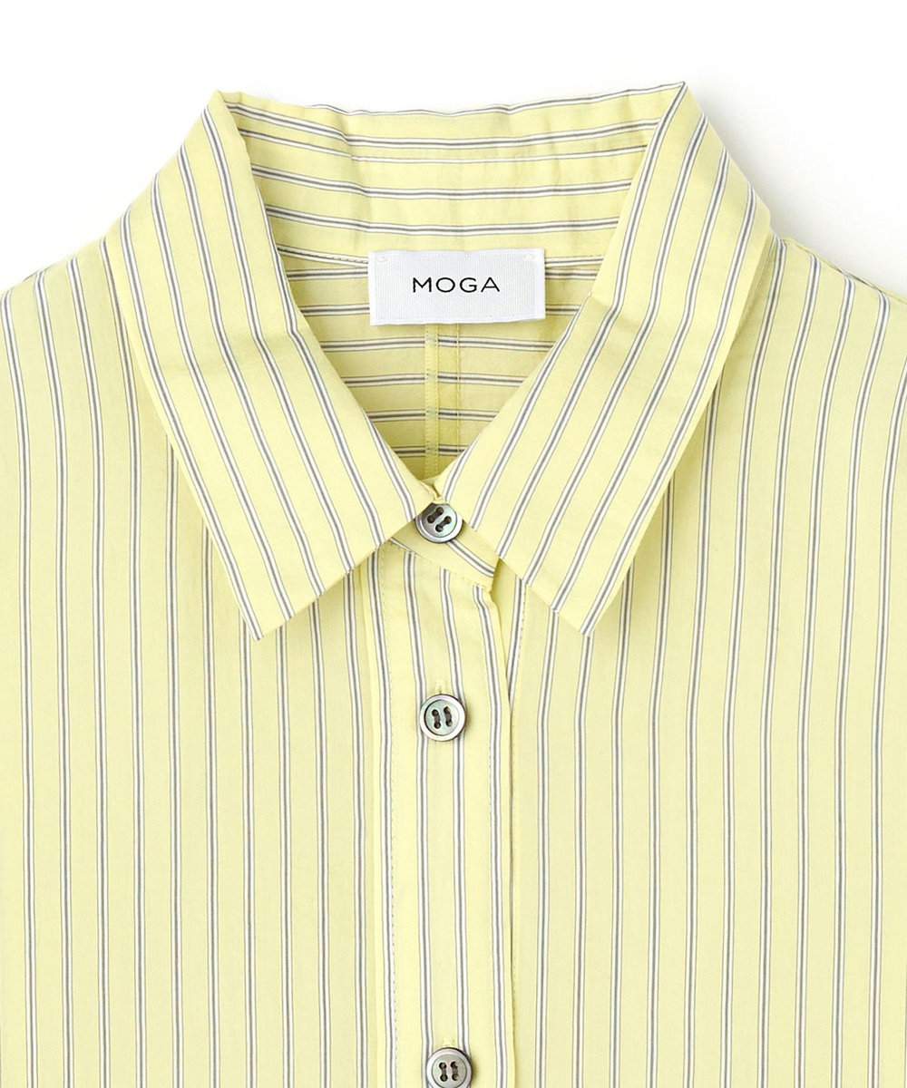 MOGA リヨセルポリストライプシャツブラウス イエロー