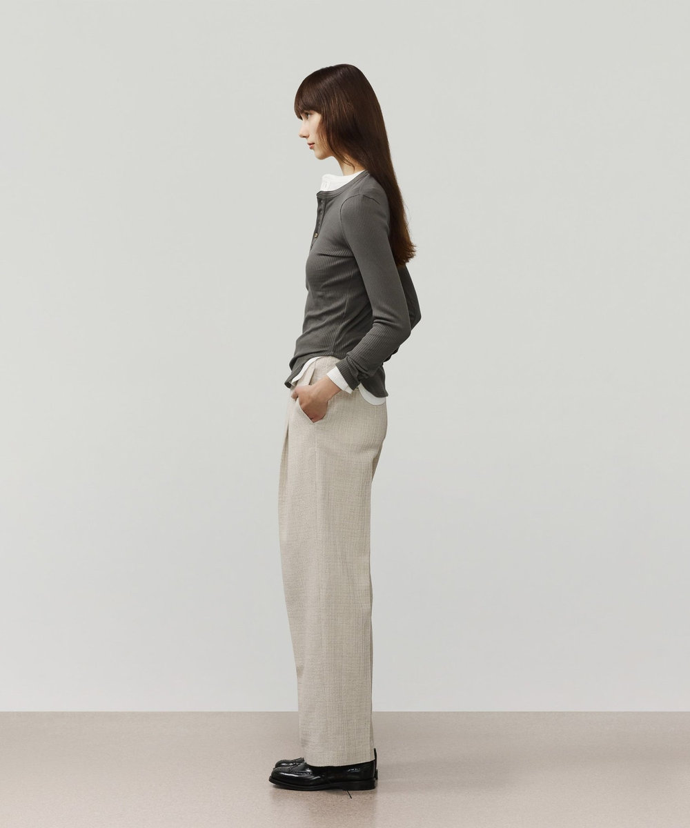 DÉPAREILLÉ ORGANIC COTTON RIB HENRY NECK / オーガニックコットンリブヘンリーネック チャコールグレー