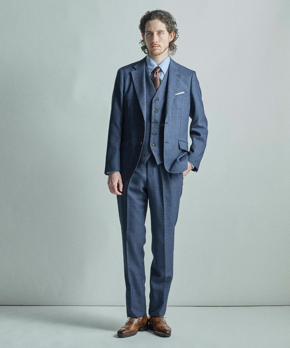 MEN'S BIGI ミックスヤーン/ポップサック リバーシブルベスト ネイビー