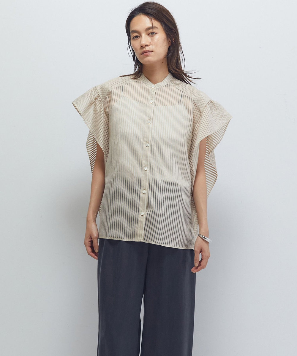 1er Arrondissement シアーストライプブラウス ベージュ