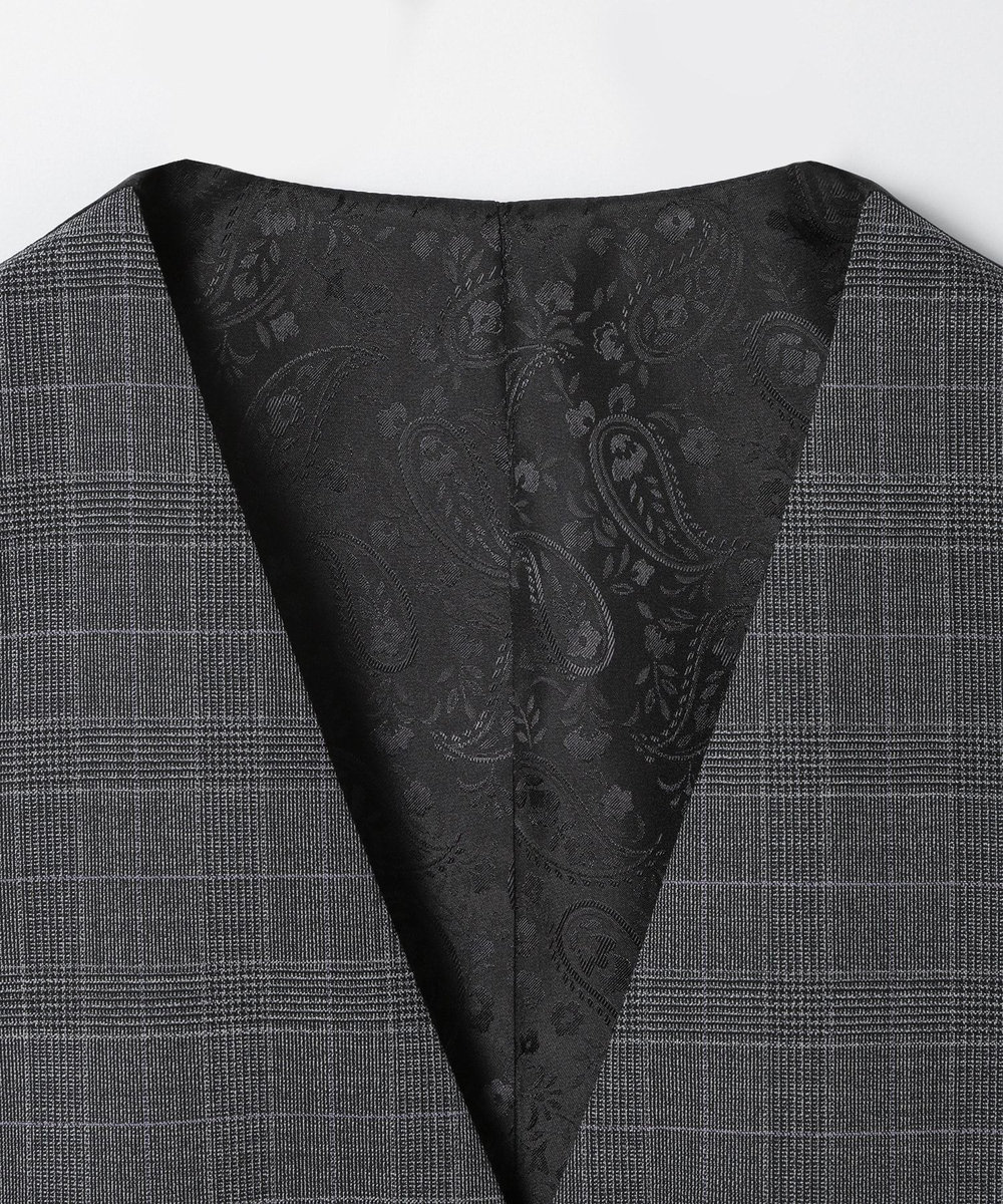 MEN'S BIGI ウールメランジグレンチェックベスト＜セットアップ＞ グレー