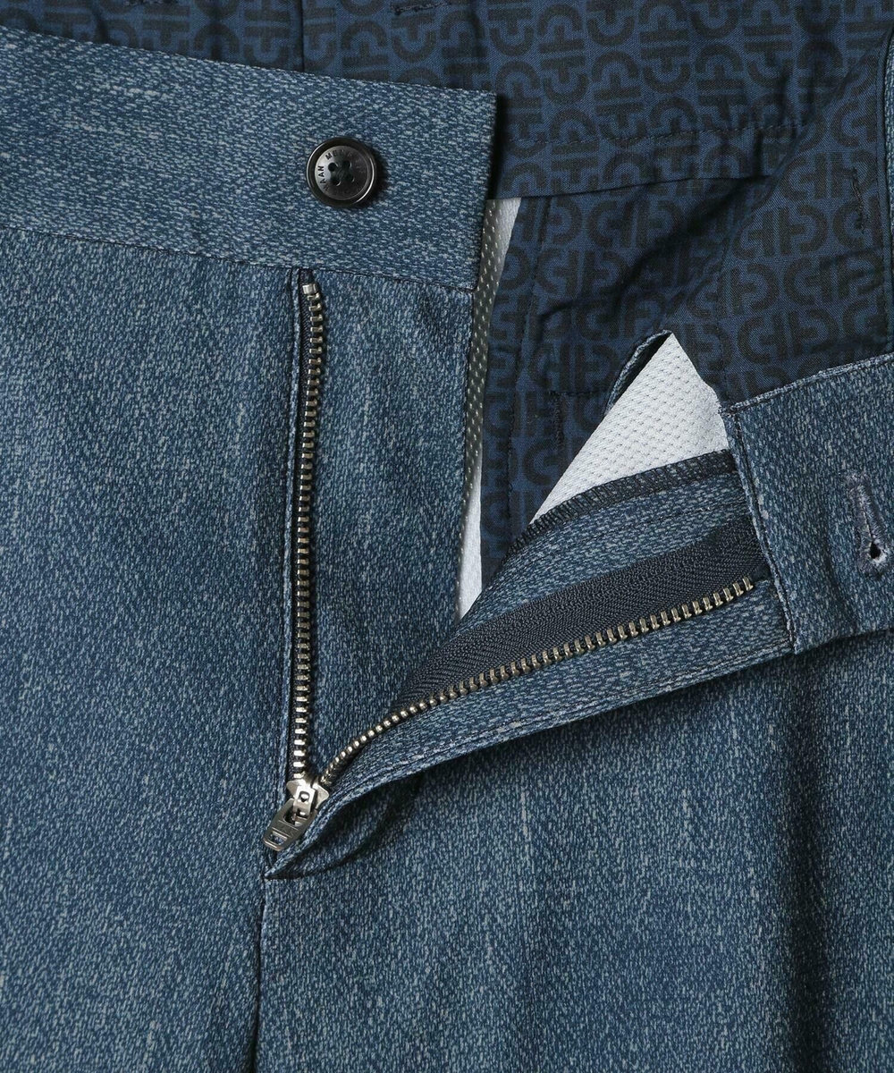 MEN'S BIGI 【COLE HAAN/コール ハーン】別注 トリコットメッシュデニムプリント ストレッチパンツ＜吸水速乾/EASY CARE＞ ブルー