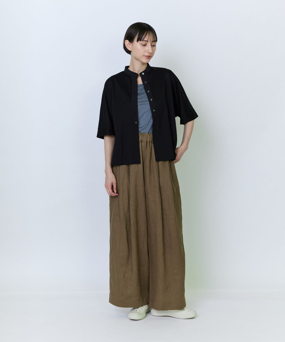 LOISIR リヨセル天竺カーディガンTシャツ ブラック