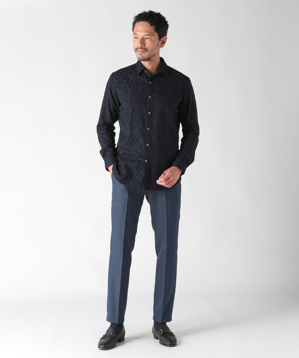 MEN'S BIGI ウール調メランジシャークパンツ ブルー