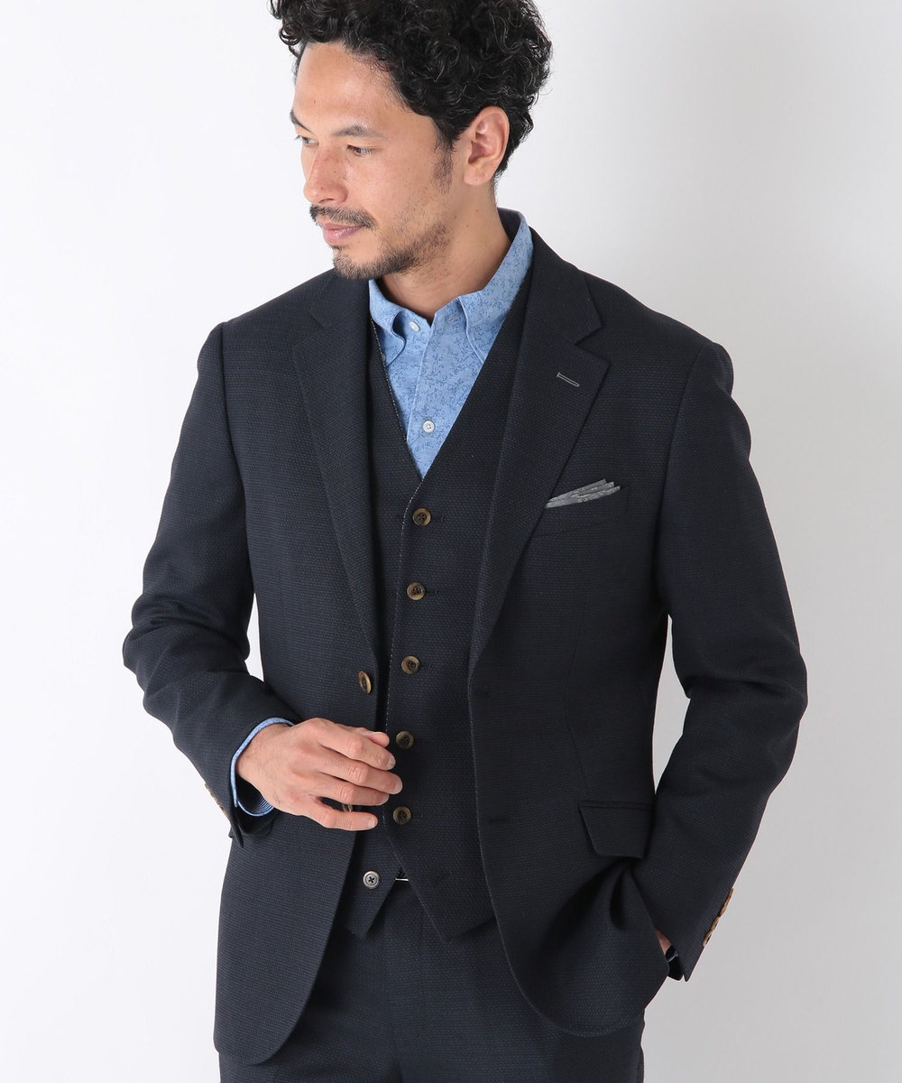 MEN'S BIGI ドビーメッシュジャケット　original fabric made by japan ネイビー