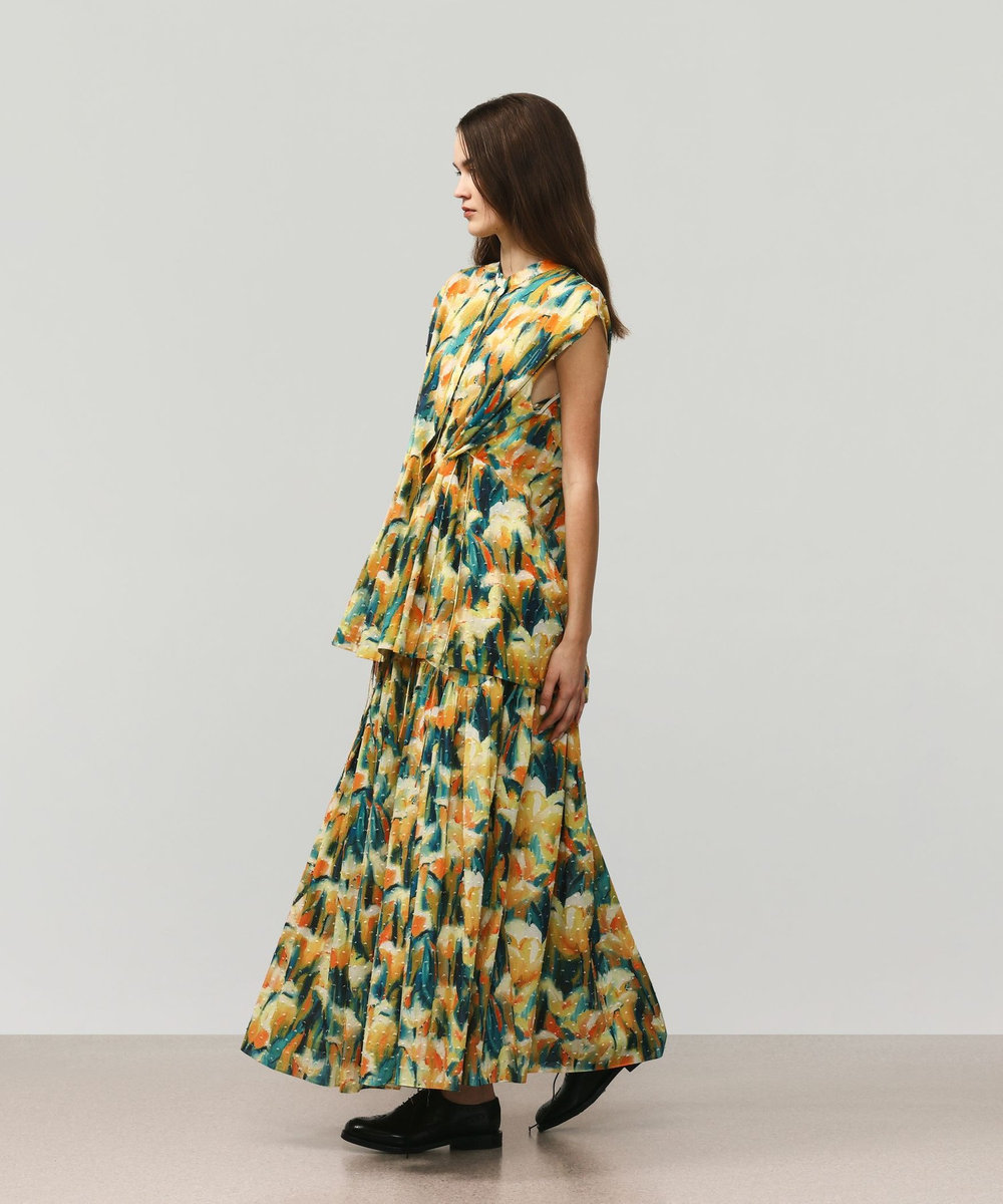 DÉPAREILLÉ 	DOT JACQUARD FLOWER SKIRT / ドットジャガードフラワースカート イエロー