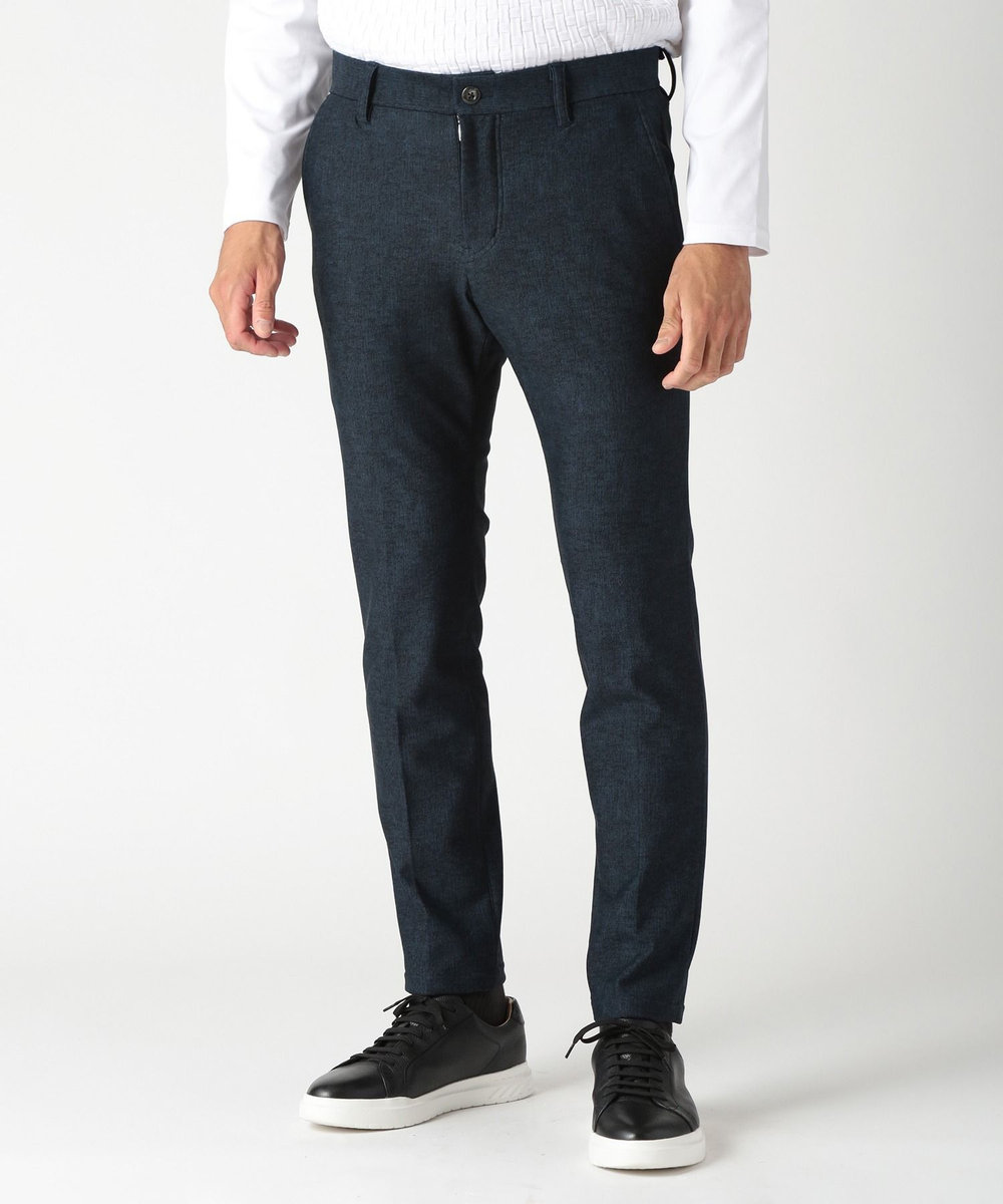 MEN'S BIGI 【ACTIVE TAILOR】ヒートパフォーマーツイード調プリントパンツ（セットアップ対応） ネイビー